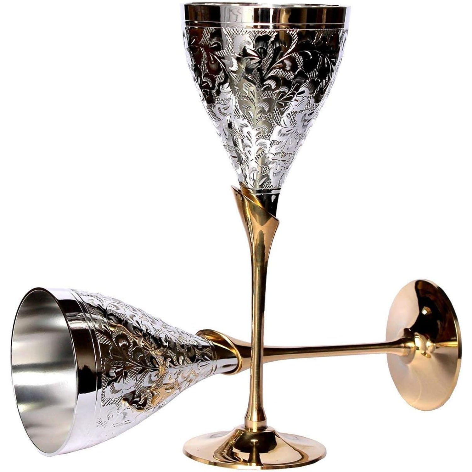Engraved Brass Goblets Set of 2: image 4