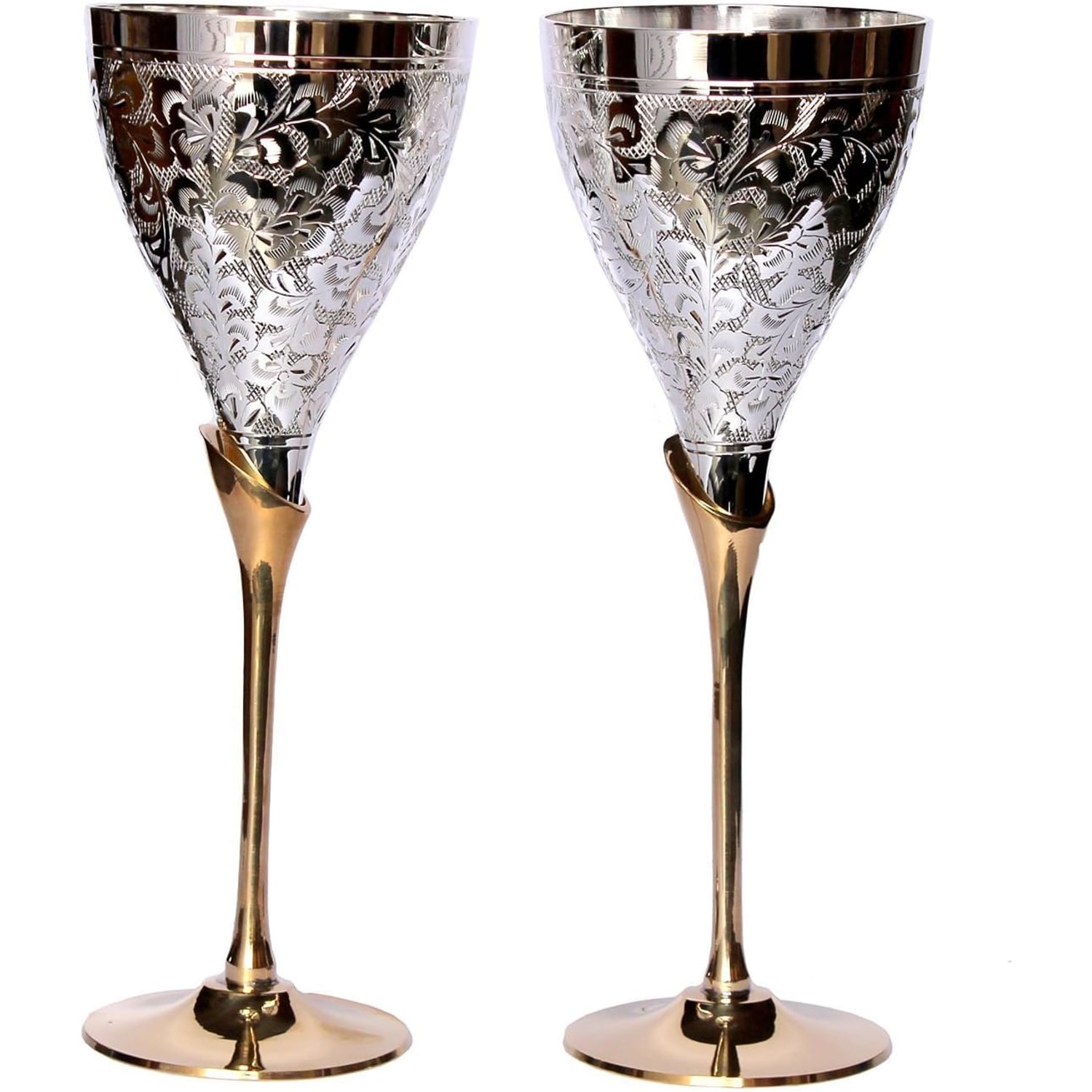 Engraved Brass Goblets Set of 2: image 5