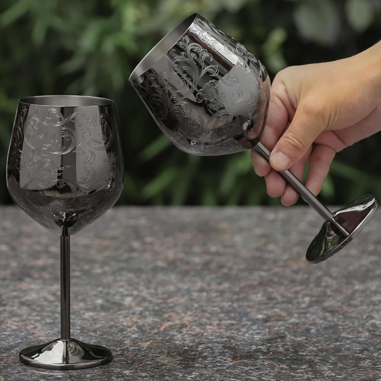 Engraved Stainless Steel Wine Glasses, Set of 2: image 4