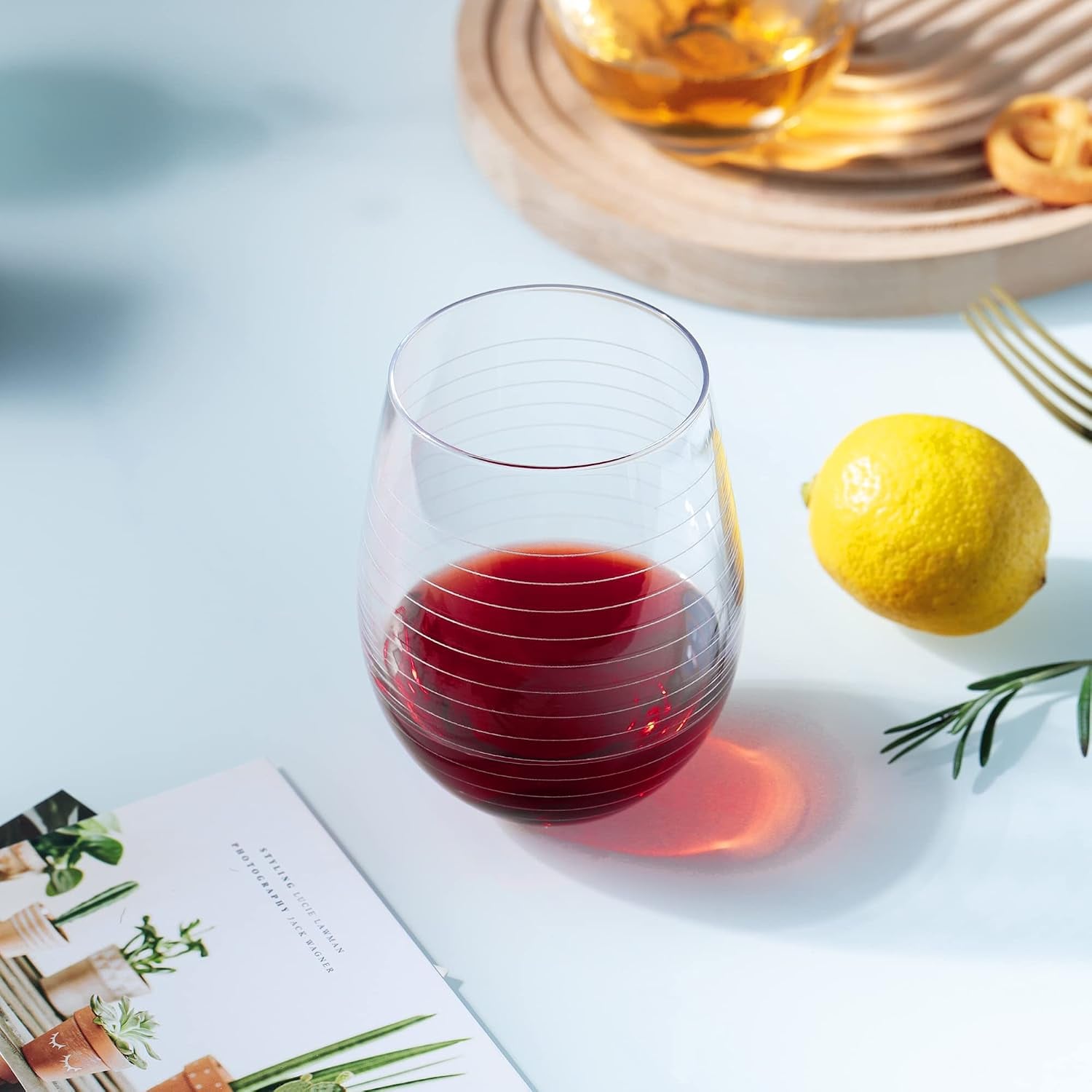 Engraved Stemless Wine Glasses Set of 4