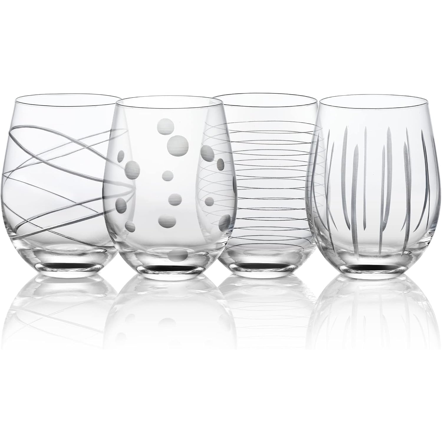 Engraved Stemless Wine Glasses Set of 4