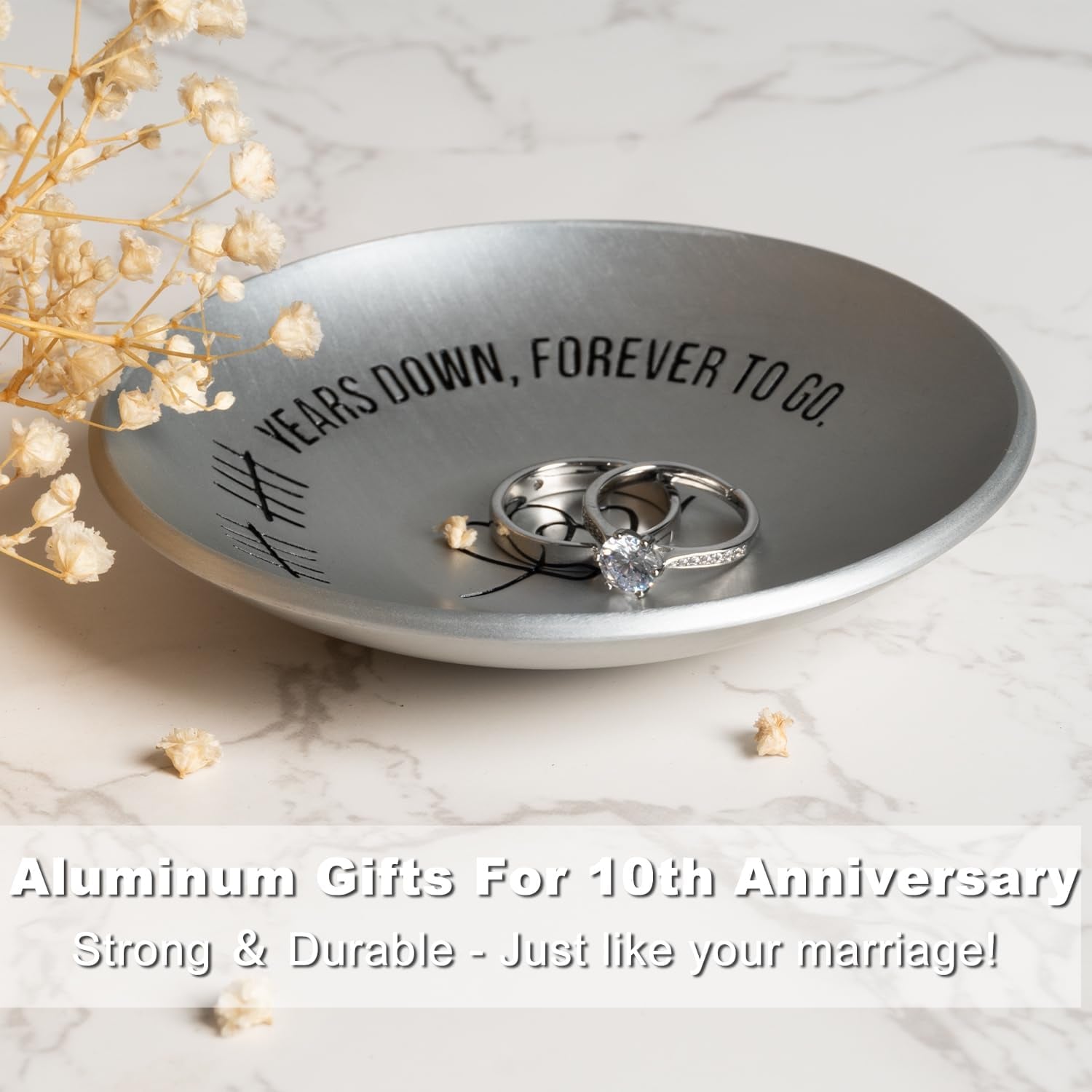 10th Anniversary Engraved Aluminium Ring Dish