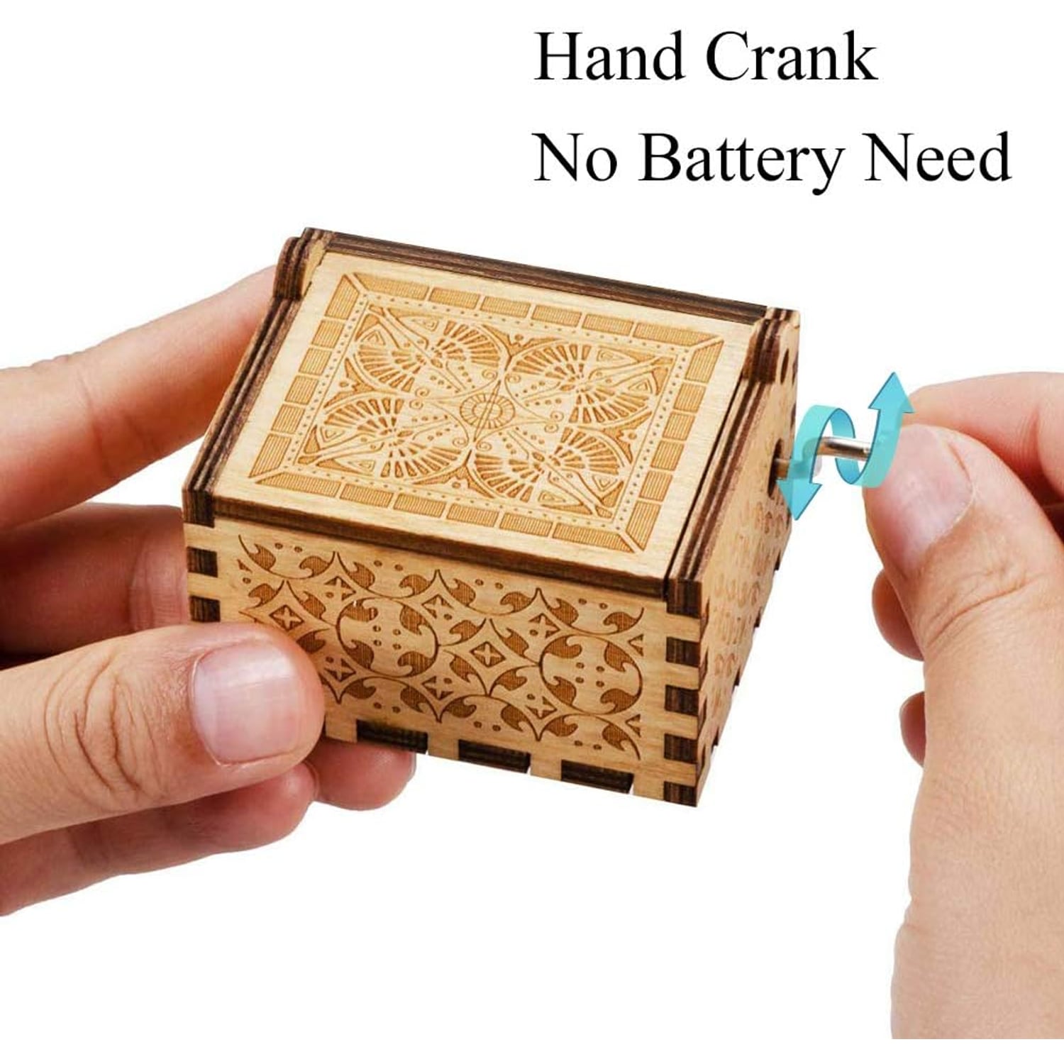 Happy Birthday Engraved Wooden Hand-Crank Music Box