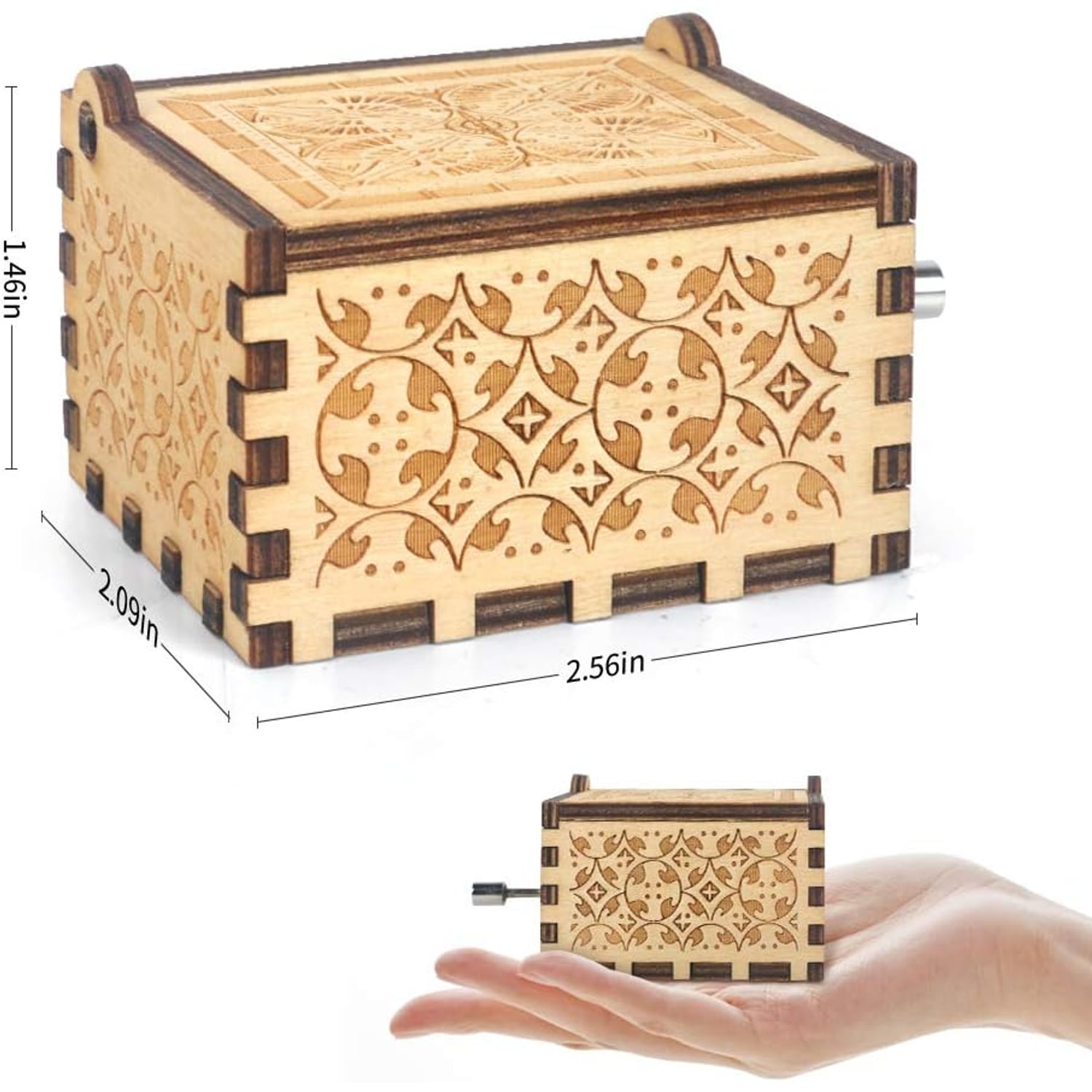 Happy Birthday Engraved Wooden Hand-Crank Music Box