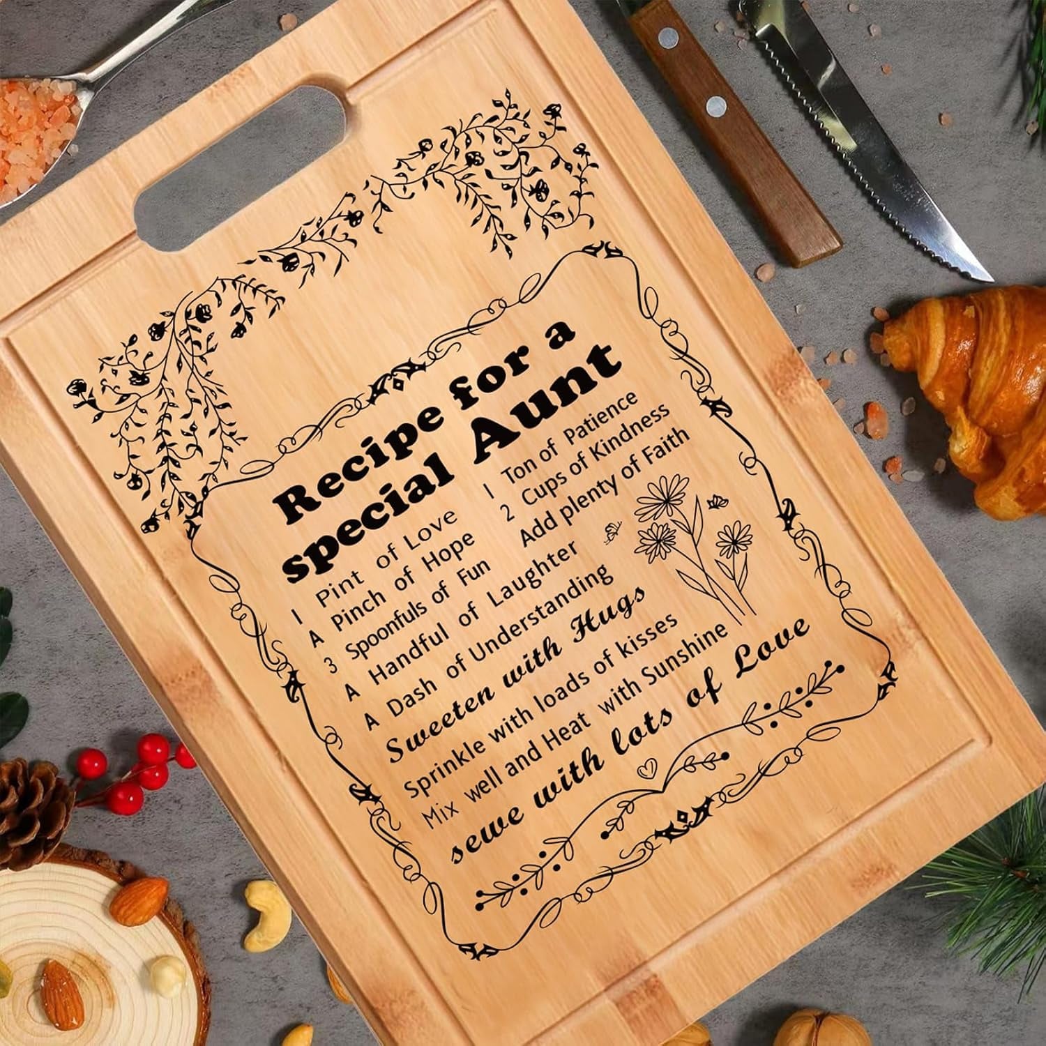 Special Aunt Engraved Bamboo Chopping Board dimensions and specifications