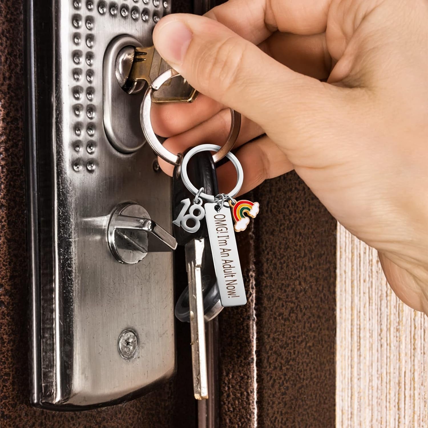OMG I'm An Adult Now 18th Birthday Engraved Stainless Steel Keyring: image 7