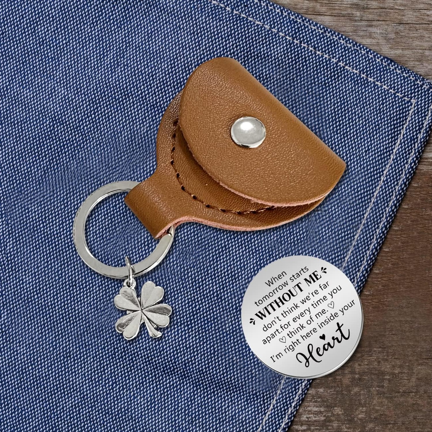 Engraved Pocket Hug Keyring with Keepsake Token