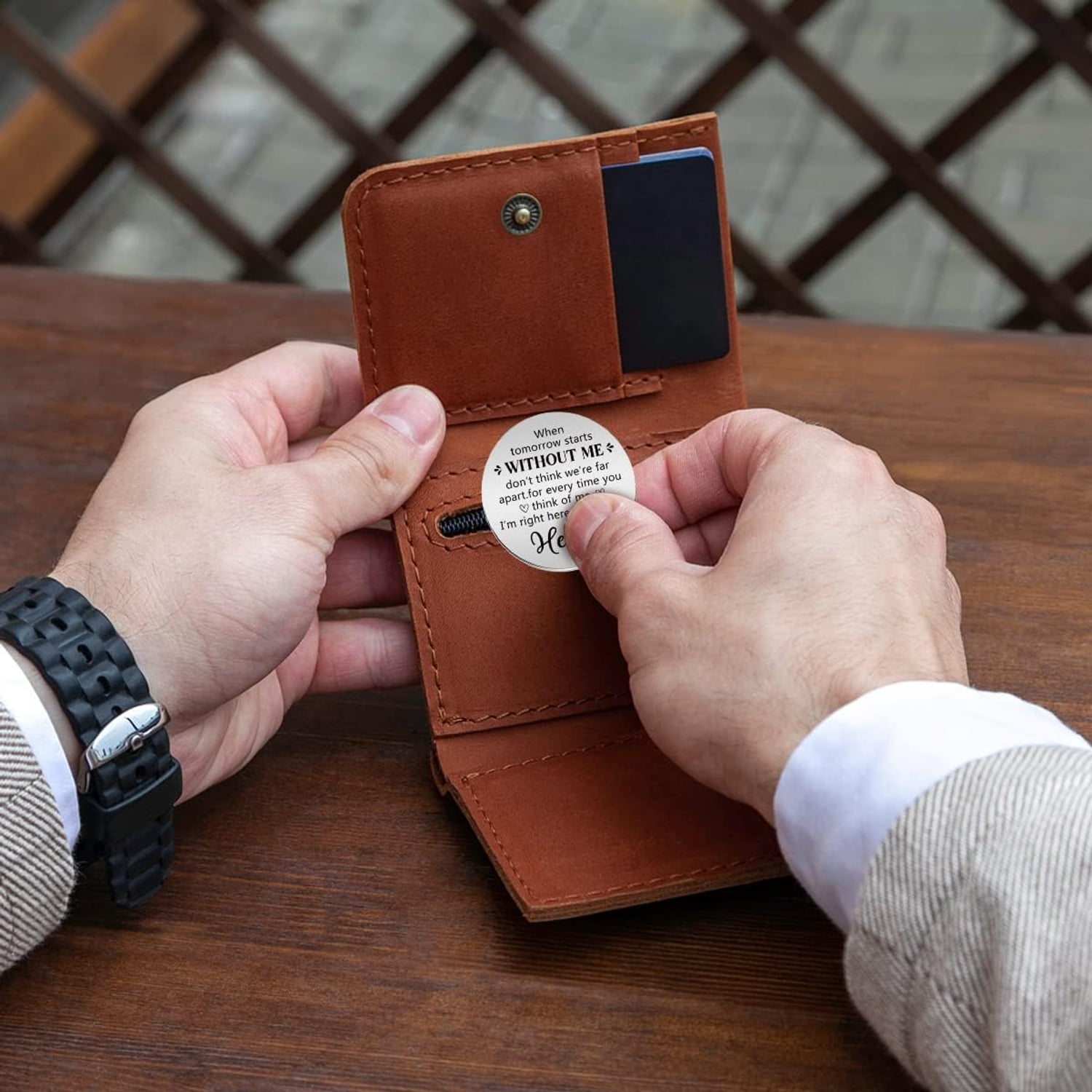 Engraved Pocket Hug Keyring with Keepsake Token