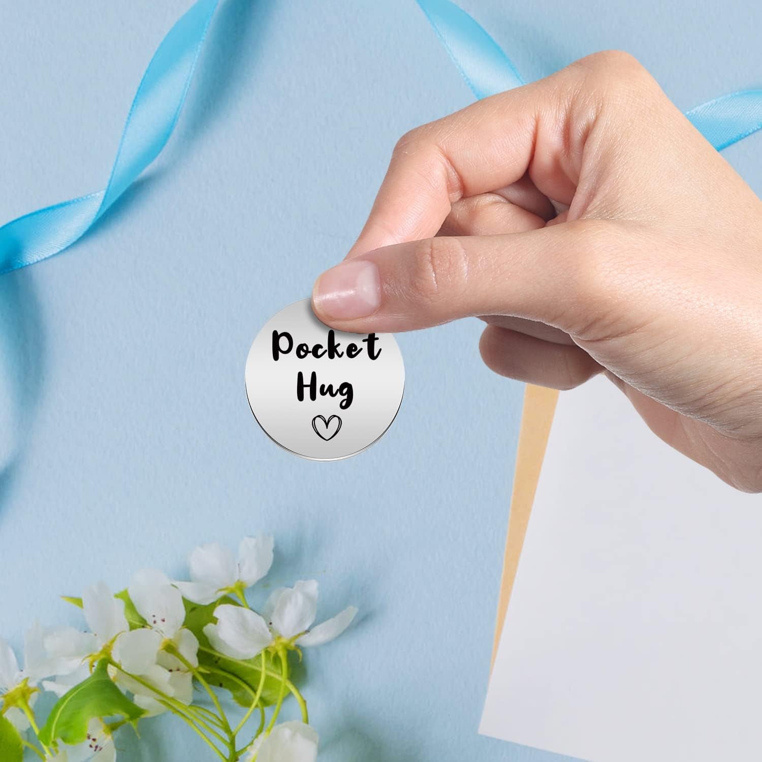 Engraved Pocket Hug Keyring with Keepsake Token