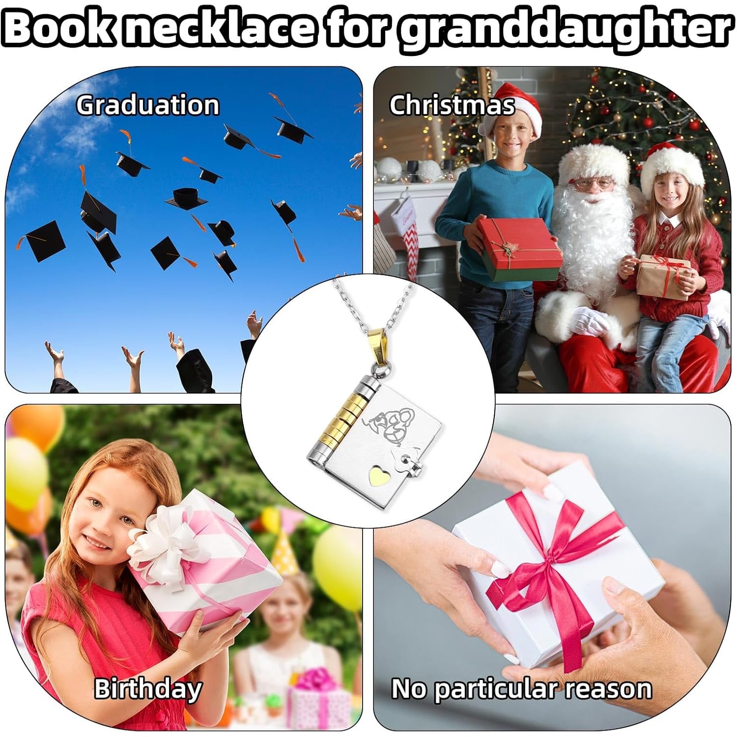 Granddaughter Engraved Book Necklace with Six Unfolding Pages: image 7