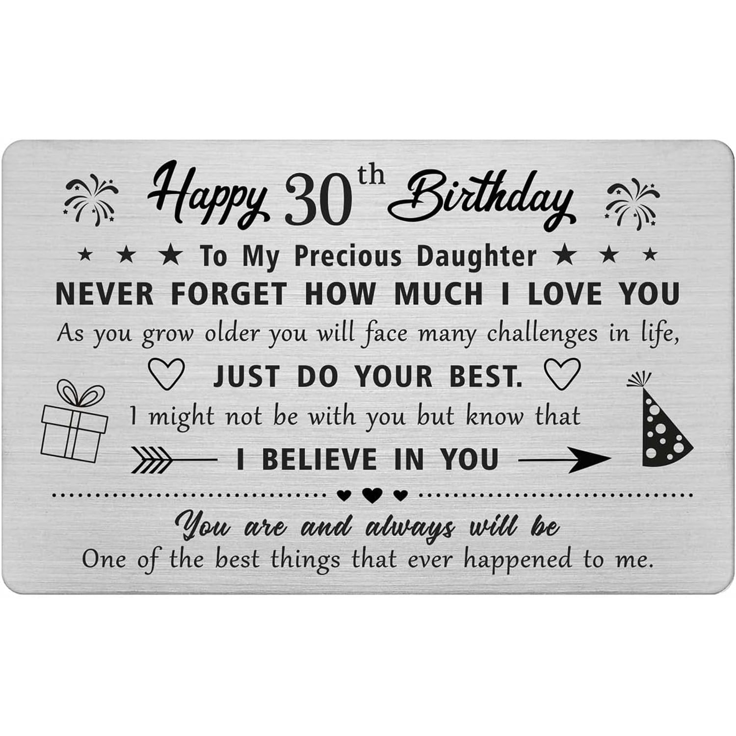 Daughter 30th Birthday Engraved Wallet Card