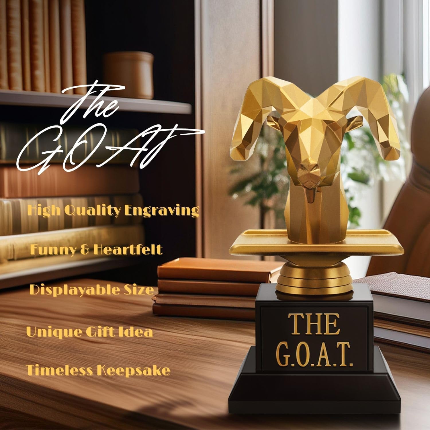 Engraved G.O.A.T. Goat Trophy Award