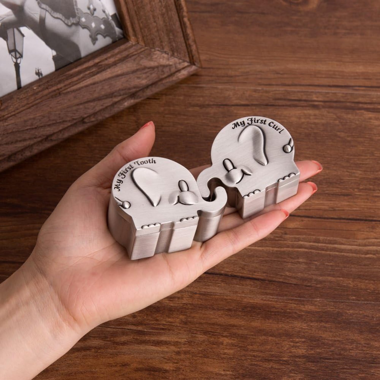 First Tooth and Curl Engraved Keepsake Boxes (Set of 2): image 7
