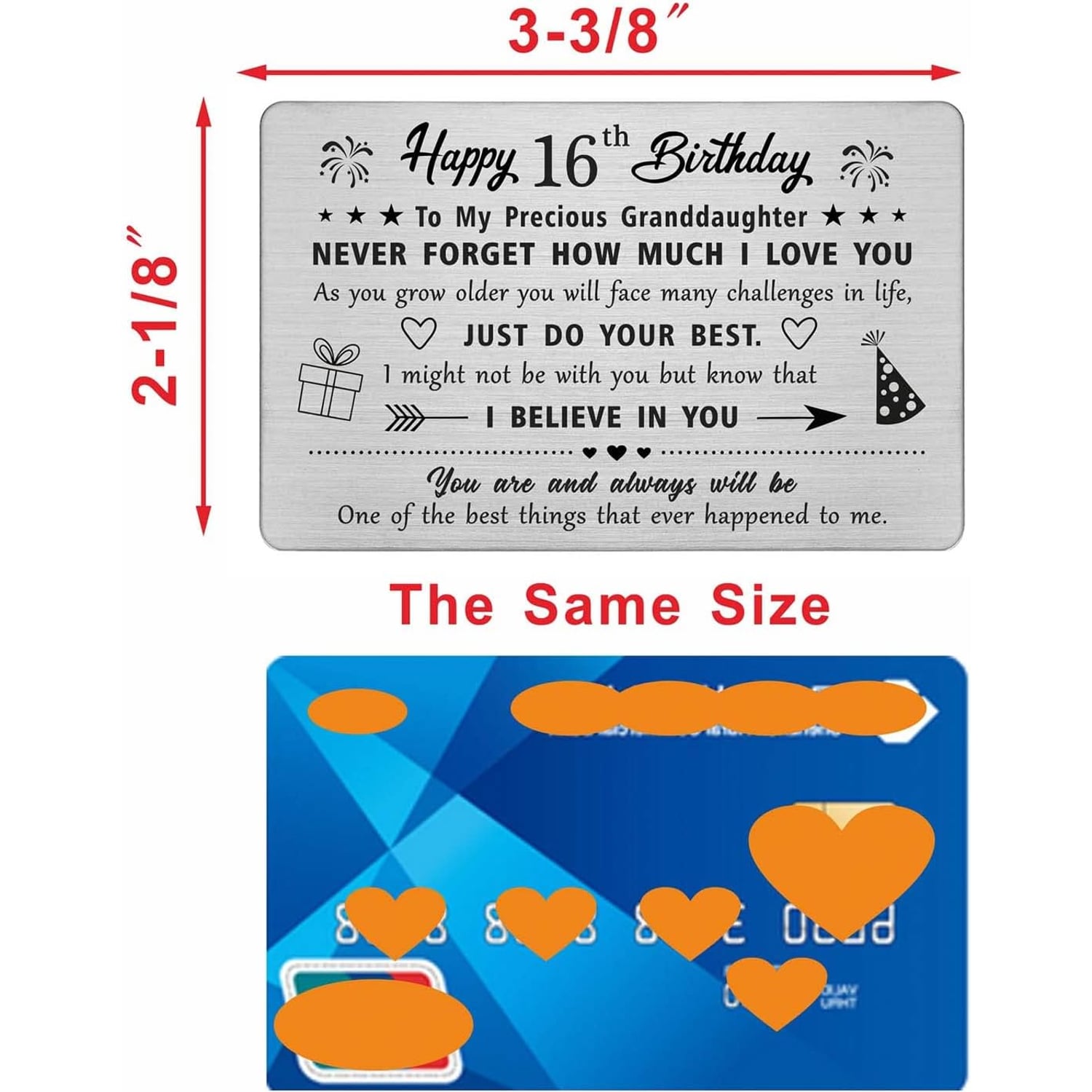 Granddaughter 16th Birthday Engraved Wallet Card: image 2