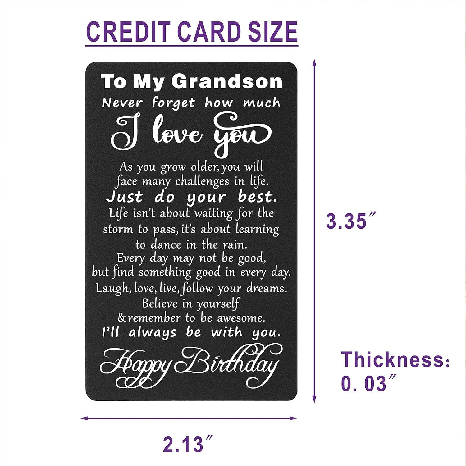 Grandson Engraved Wallet Card with Birthday Message: image 4