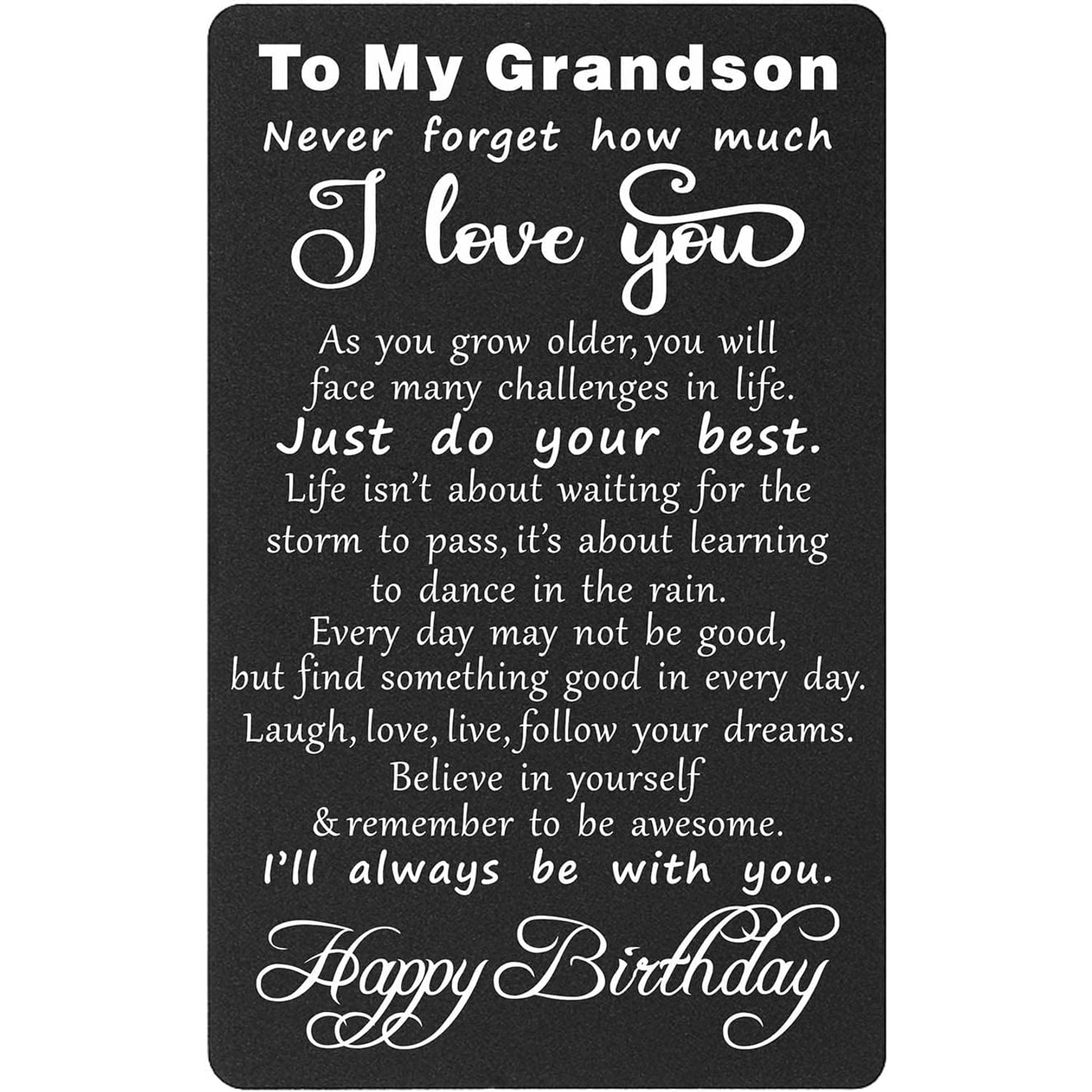 Grandson Engraved Wallet Card with Birthday Message