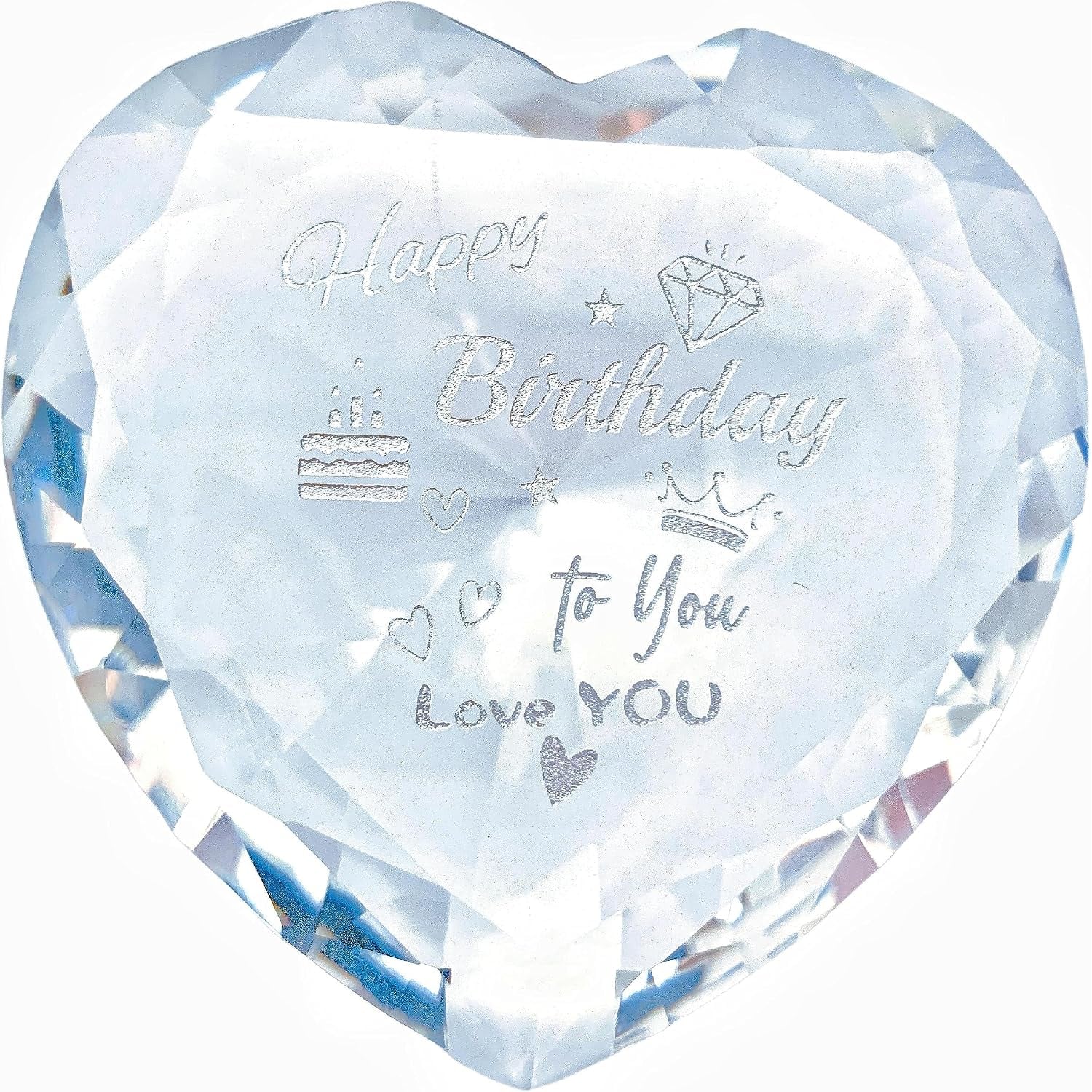 Happy Birthday Engraved Crystal Heart Keepsake: image 7