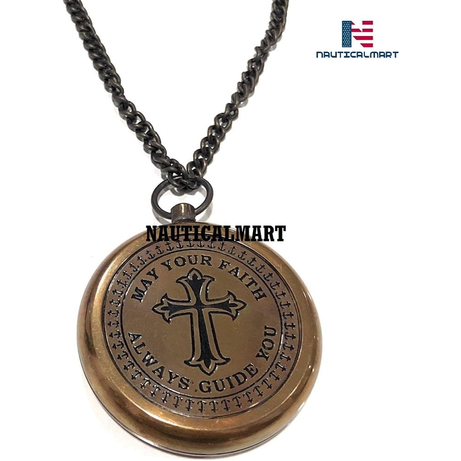 May Your Faith Guide You Engraved Brass Compass: image 3