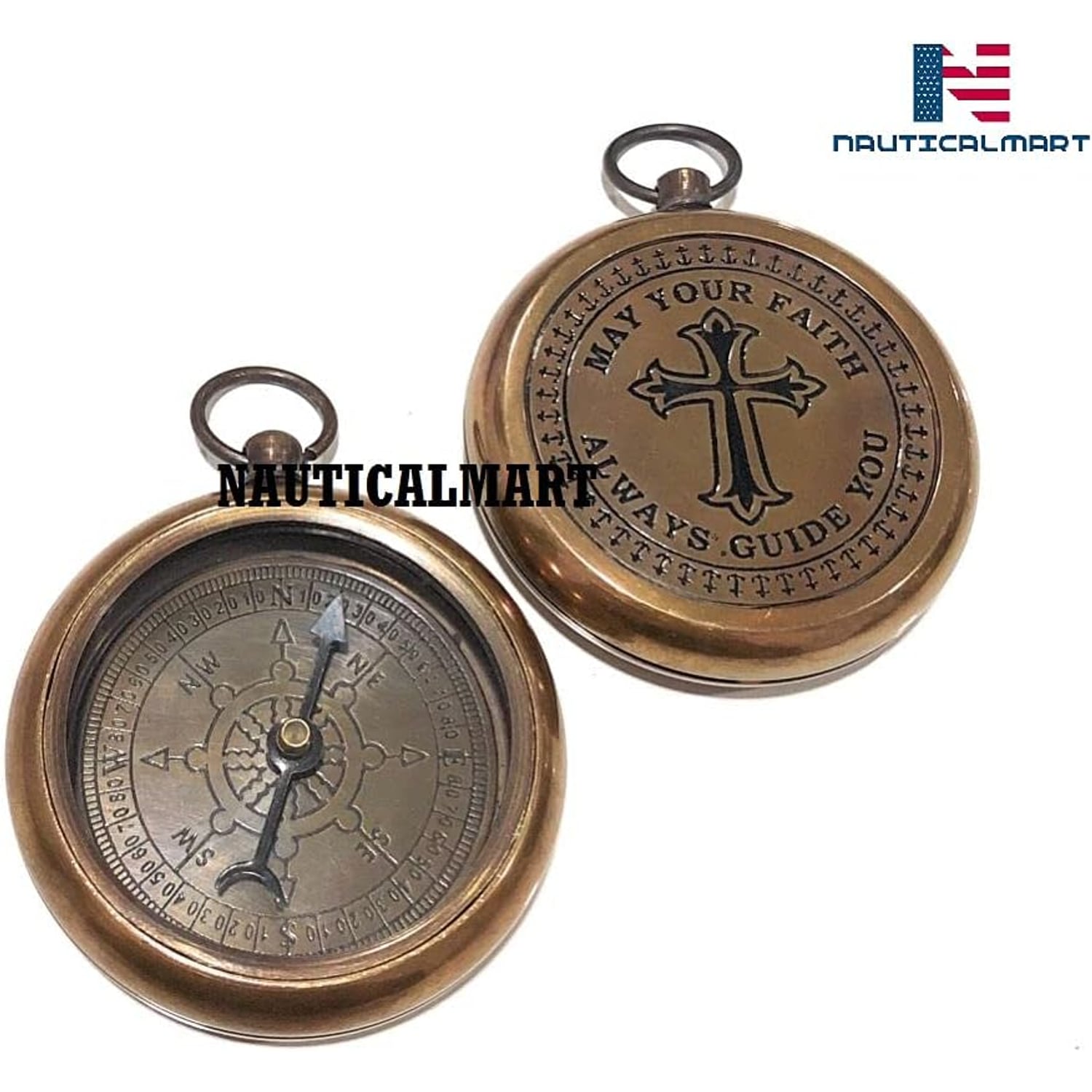 May Your Faith Guide You Engraved Brass Compass: image 4