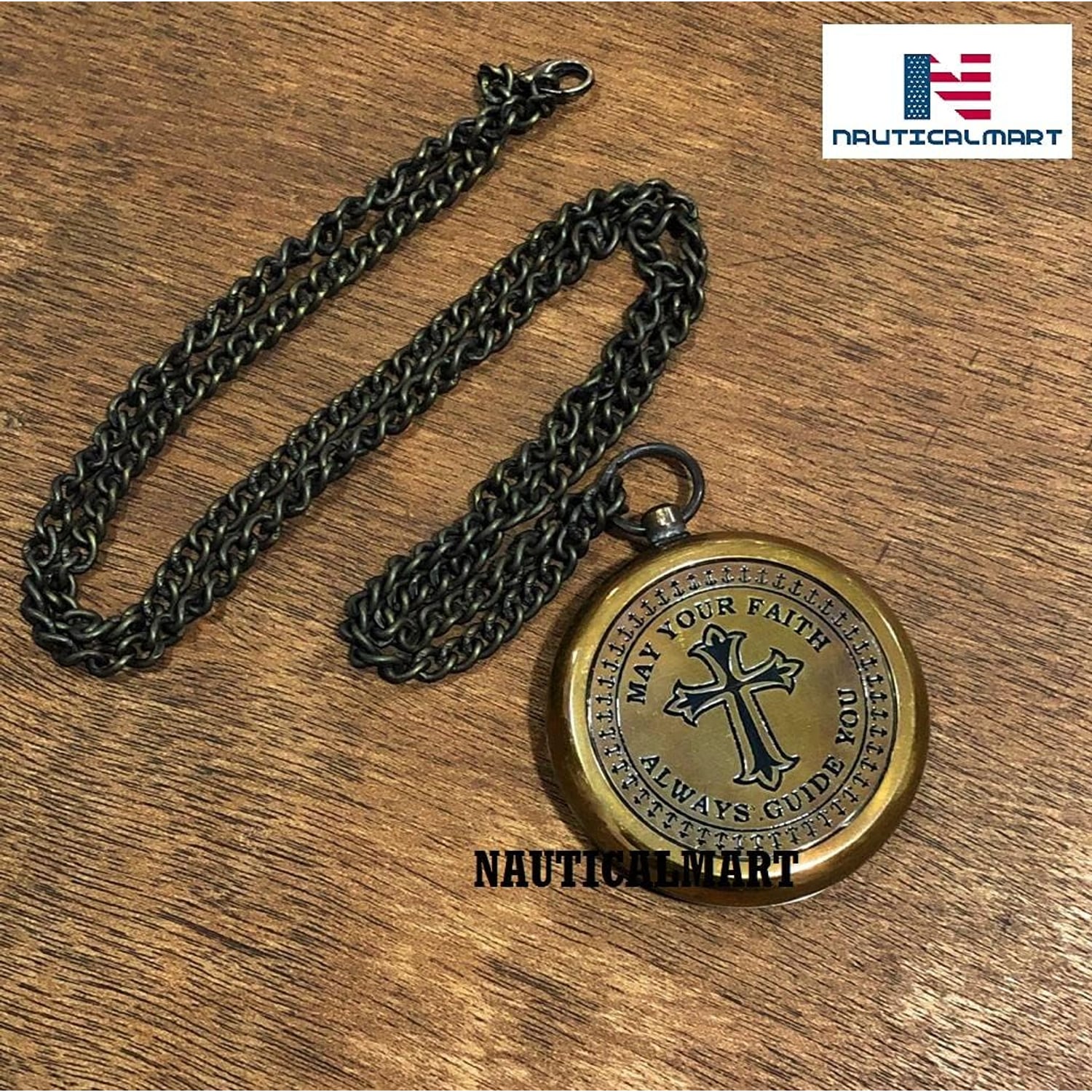 May Your Faith Guide You Engraved Brass Compass: image 5