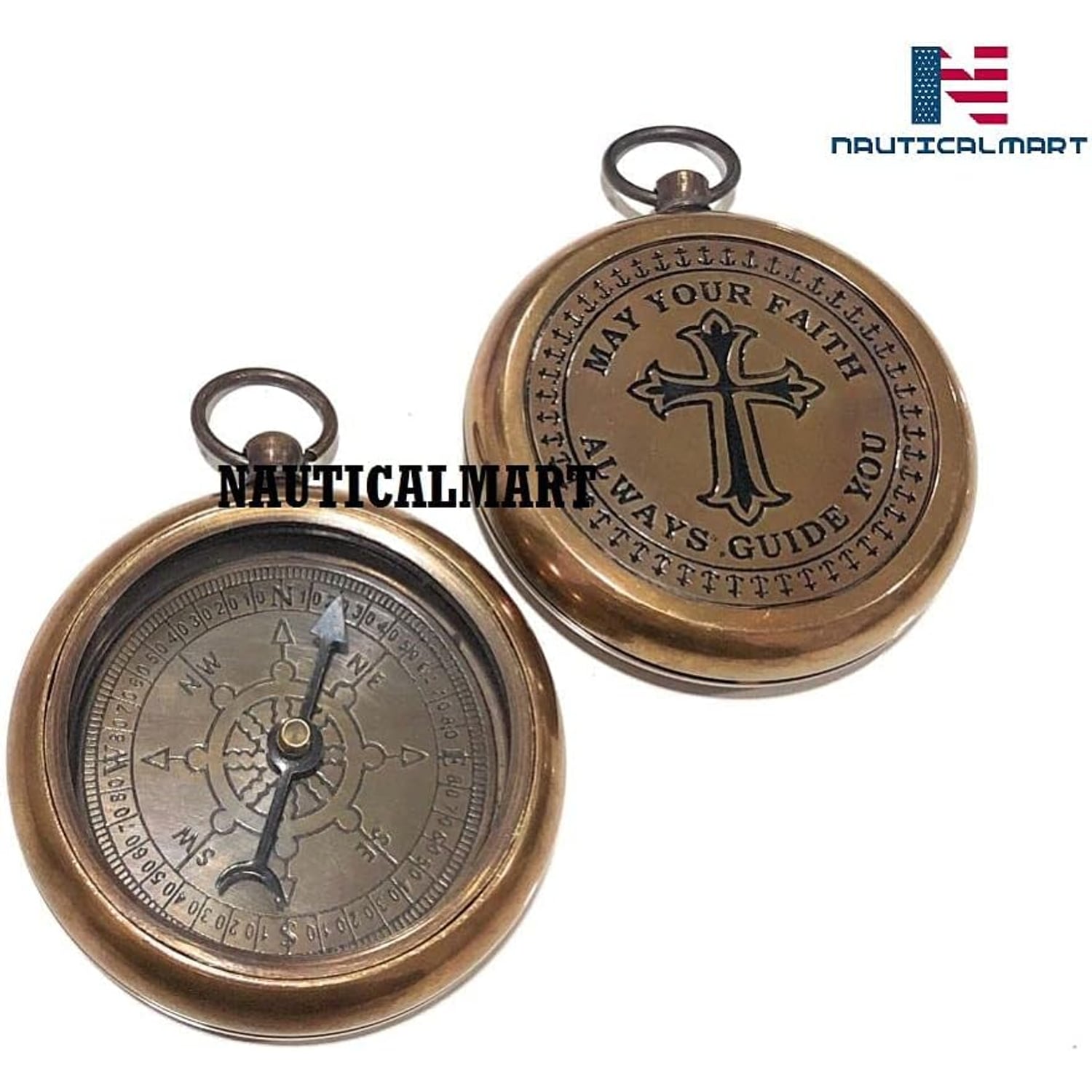 May Your Faith Guide You Engraved Brass Compass: image 7