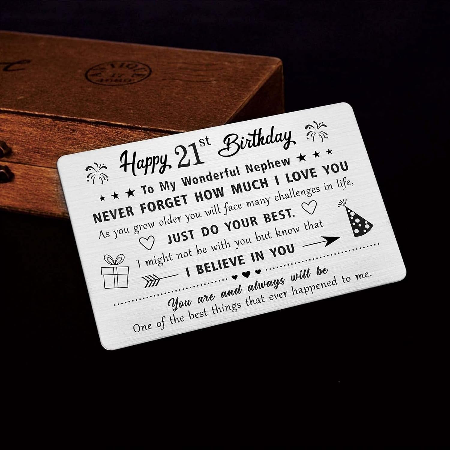 Nephew 21st Birthday Engraved Metal Wallet Card: image 4