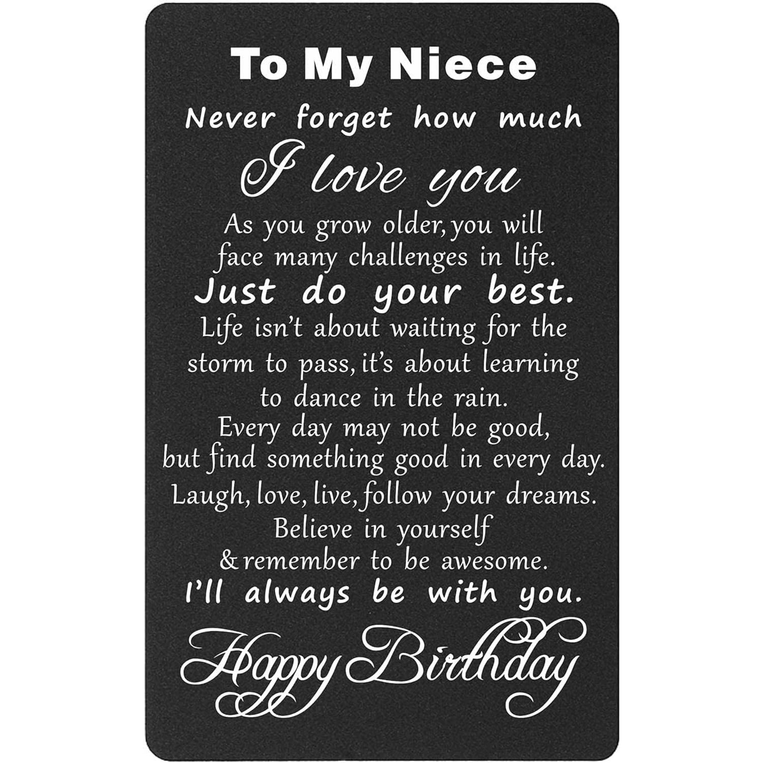 Niece Engraved Wallet Card Birthday Keepsake