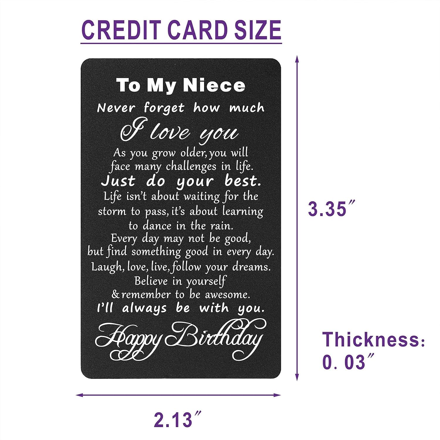 Niece Engraved Wallet Card Birthday Keepsake: image 4