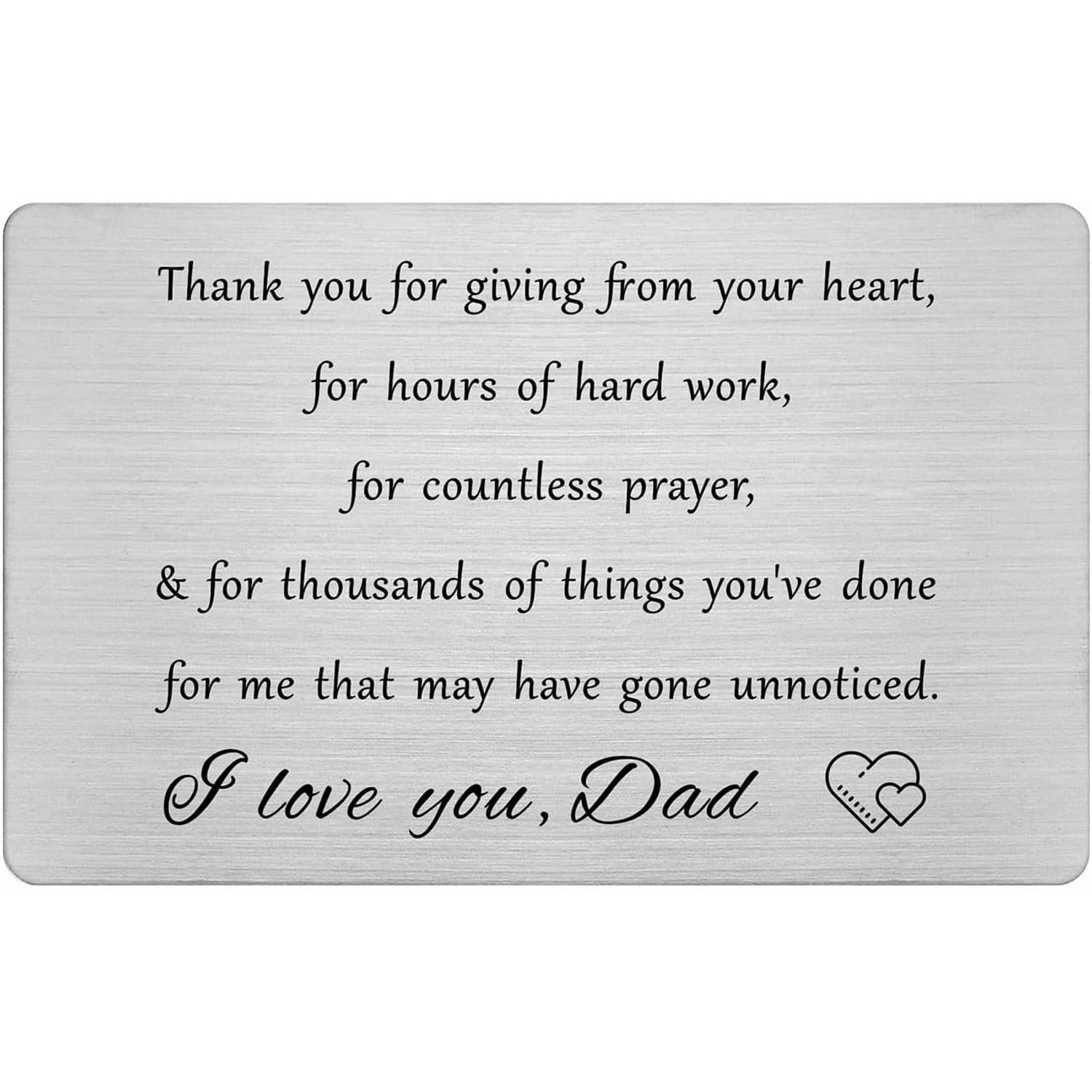 Thank You Dad Engraved Metal Wallet Card