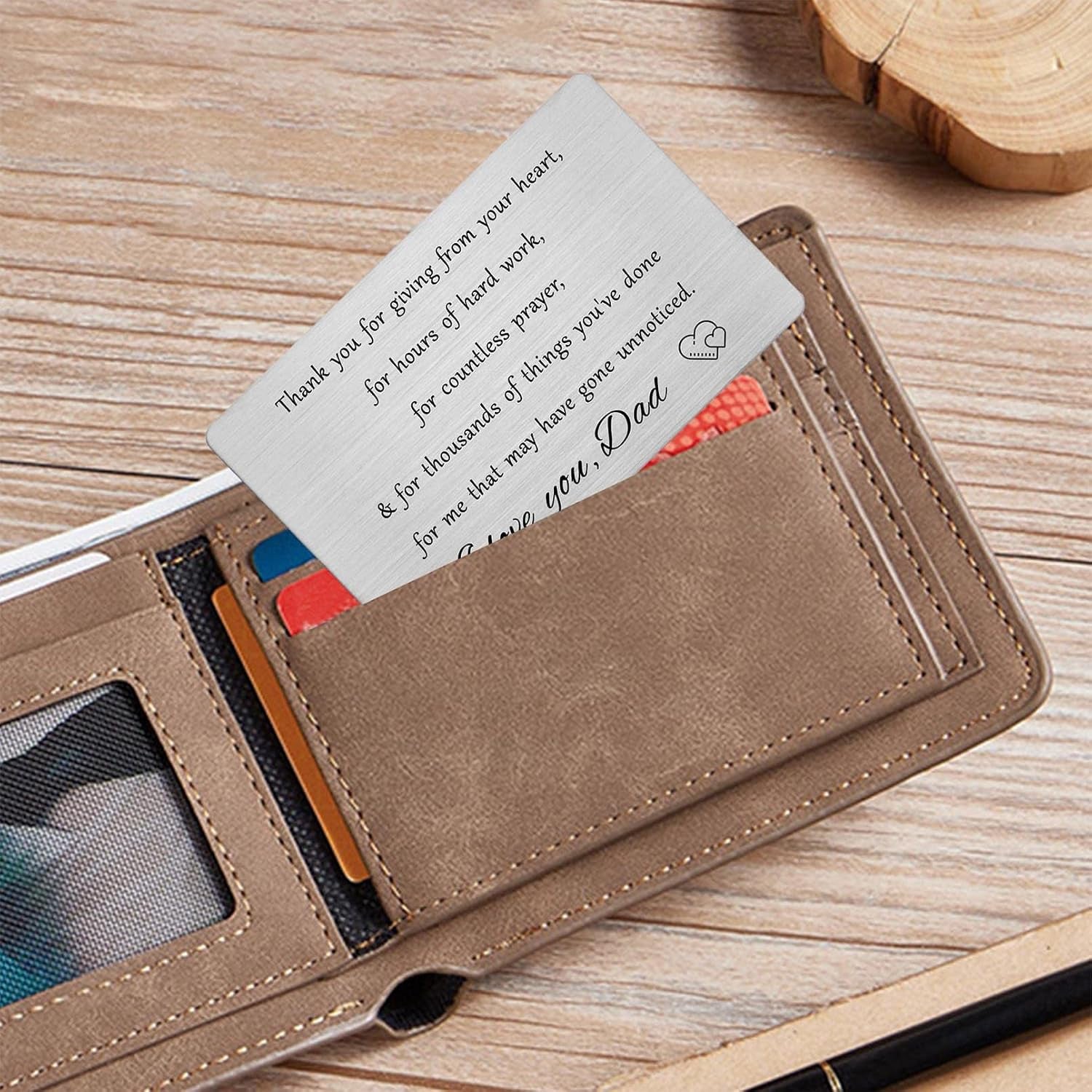 Thank You Dad Engraved Metal Wallet Card