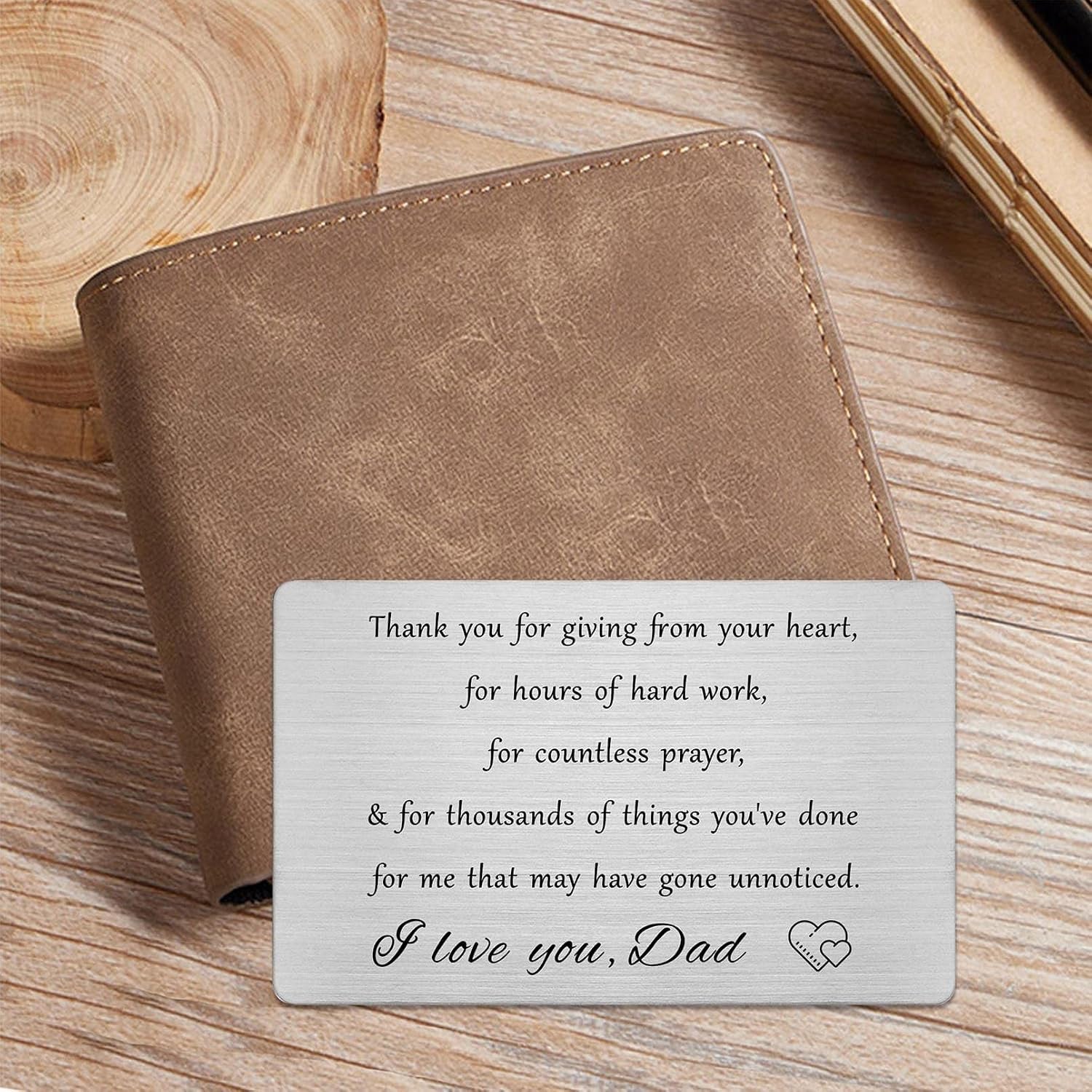 Thank You Dad Engraved Metal Wallet Card