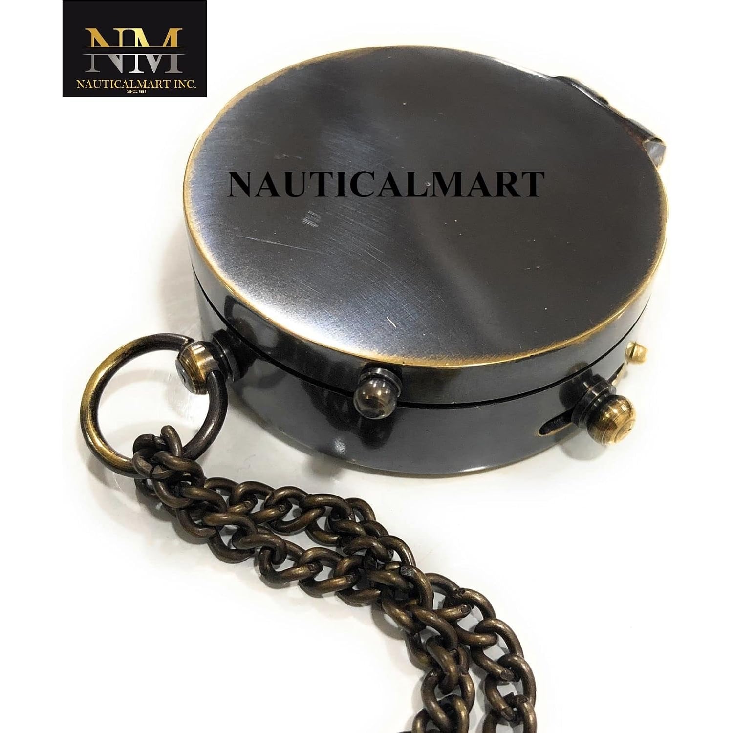 Go Confidently Engraved Brass Compass with Leather Case: image 2