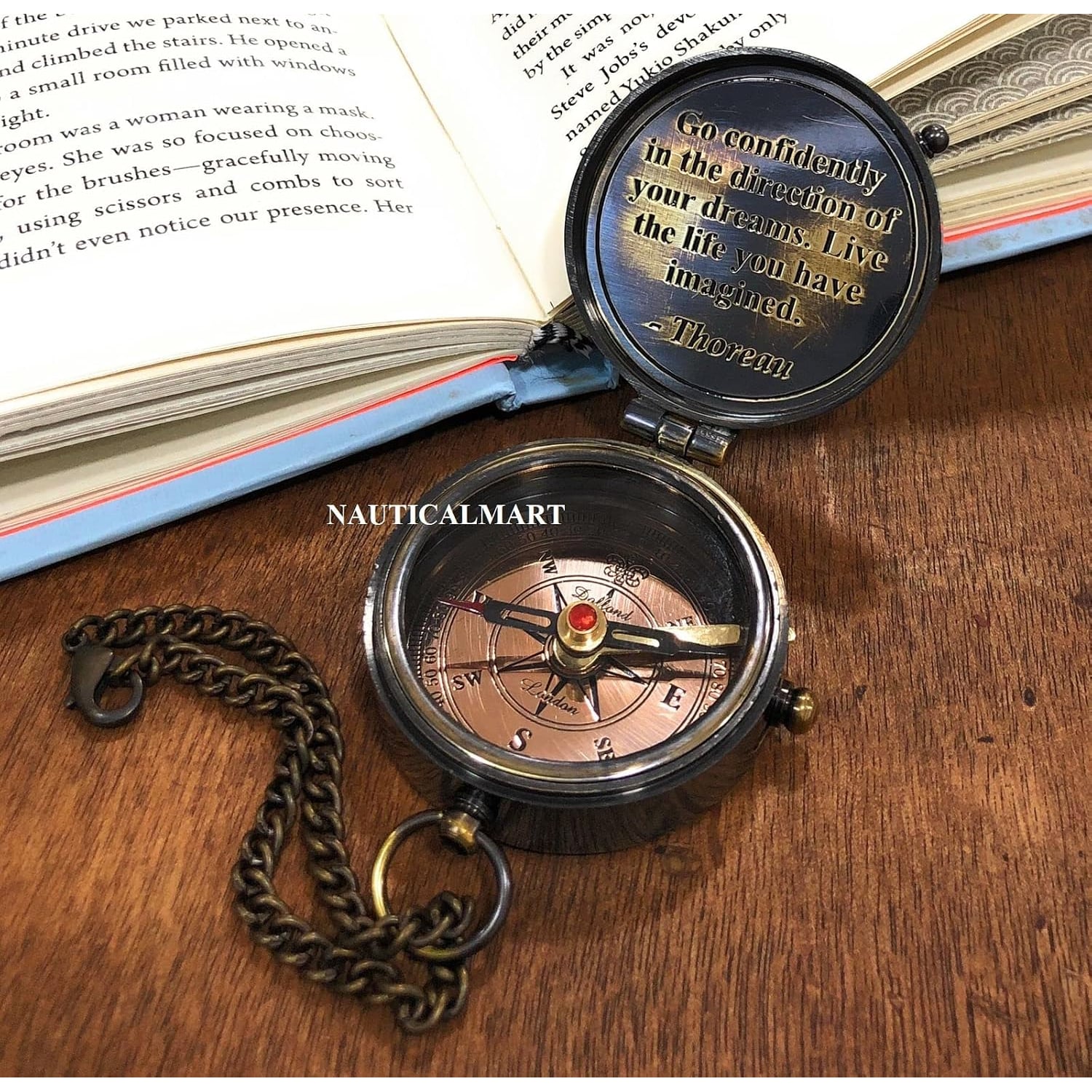 Go Confidently Engraved Brass Compass with Leather Case: image 5