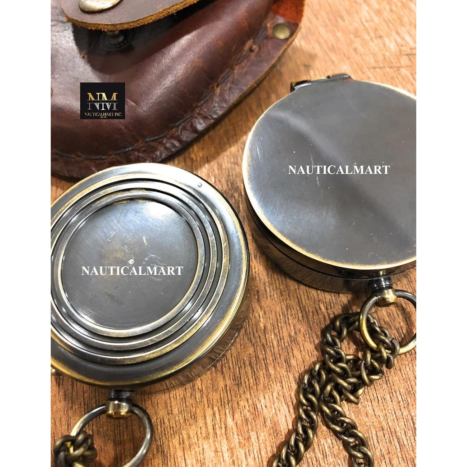 Go Confidently Engraved Brass Compass with Leather Case: image 7