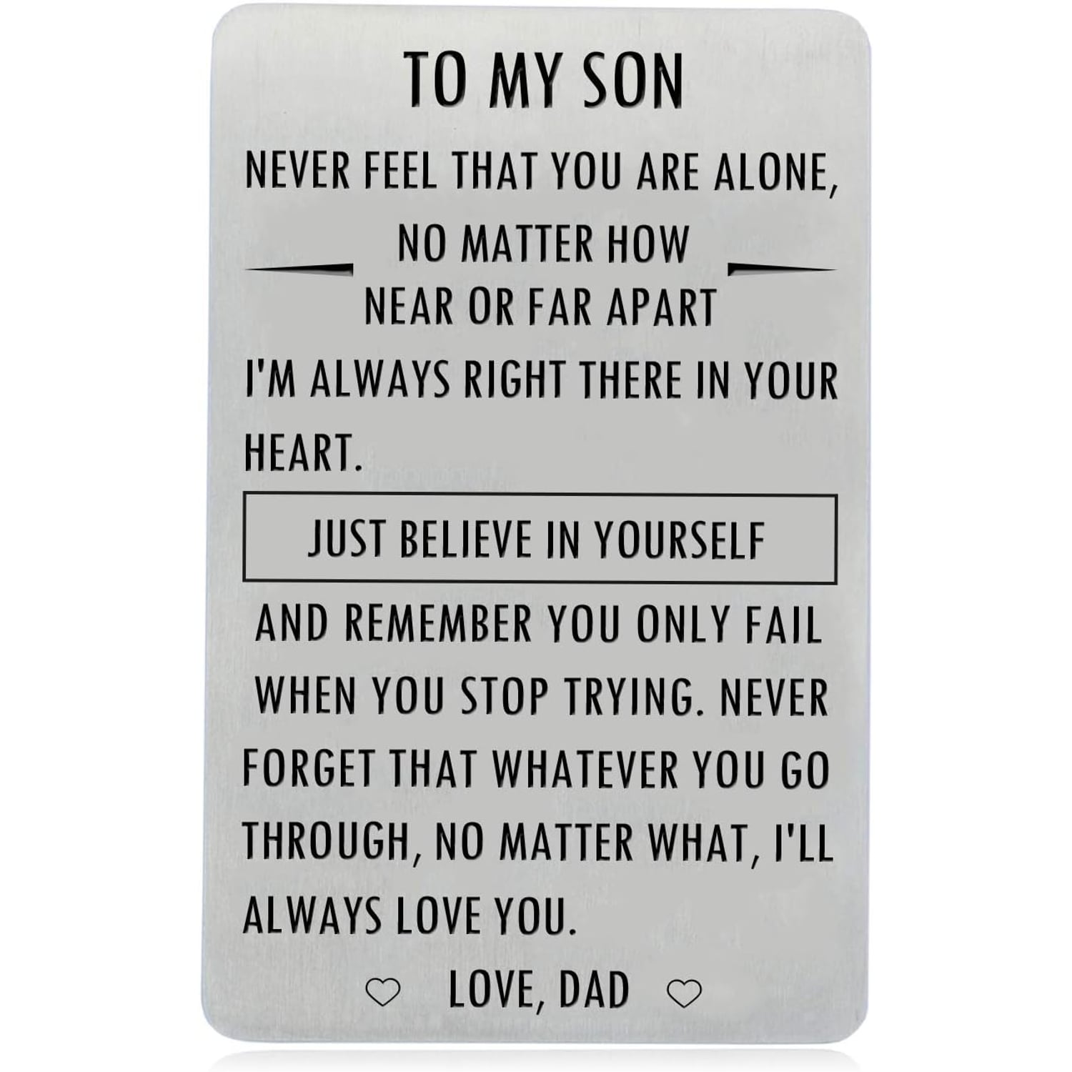 To My Son Engraved Wallet Card From Dad