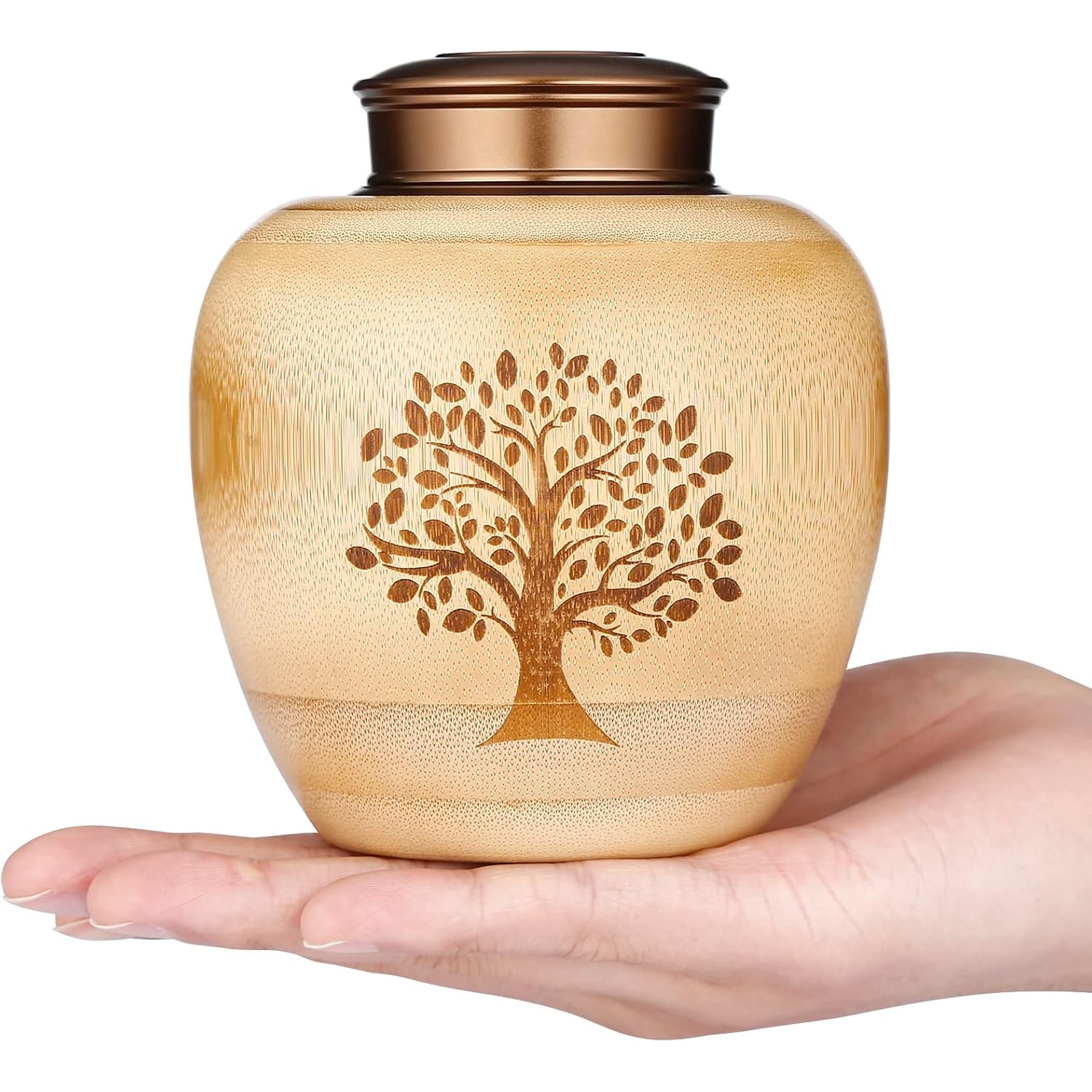 Tree of Life Engraved Bamboo Keepsake Urn