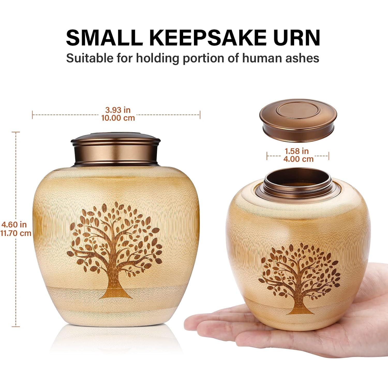 Tree of Life Engraved Bamboo Keepsake Urn: image 2